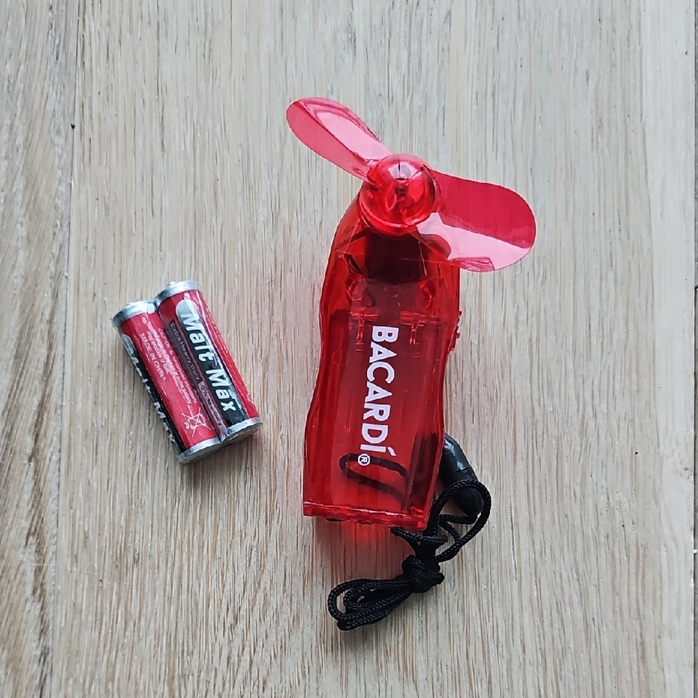 NWOT Bacardi Red Handheld Portable Fan Necklace